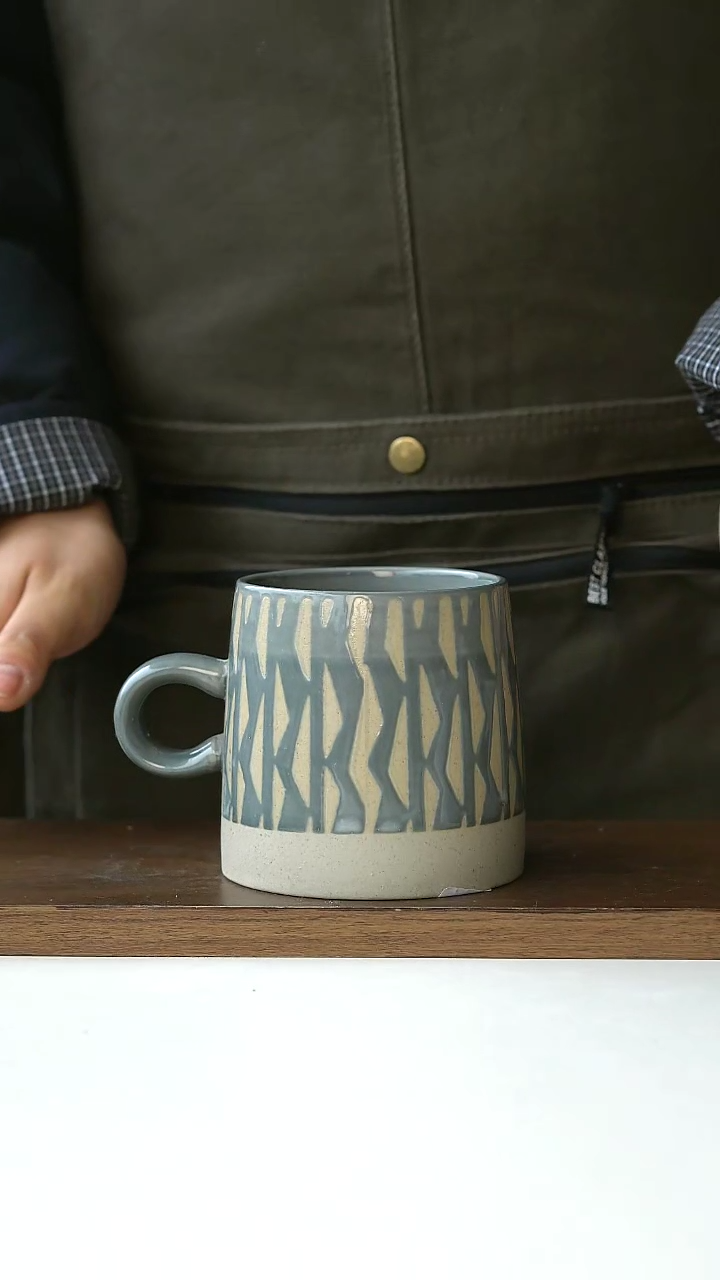 【闪购商品】陶瓷008粗陶浮雕瑕疵马克杯@4-2@