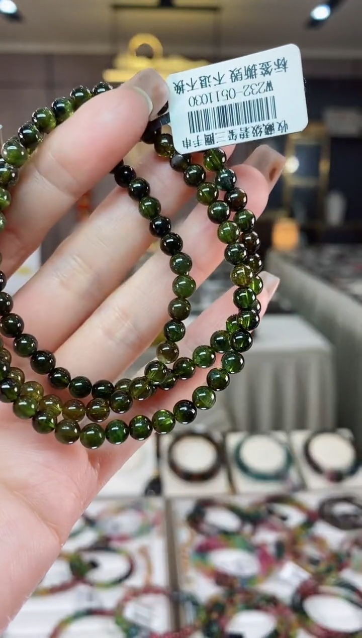 【闪购商品】碧玺三圈手串5mm+未镶嵌一物一证dan 