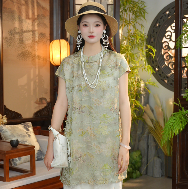 亭台楼阁 夏季新款旗袍改良短袖上衣0870