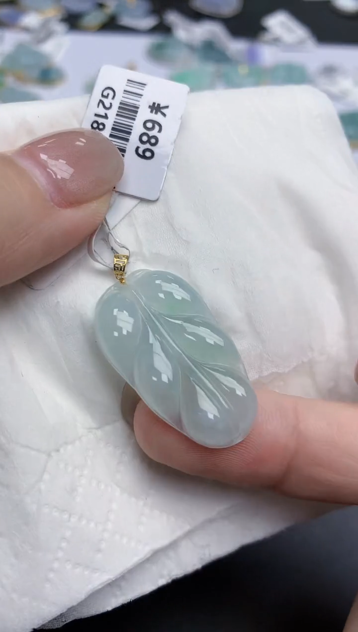 【闪购商品】翡翠颈饰18K金镶嵌天然缅甸翡翠A货