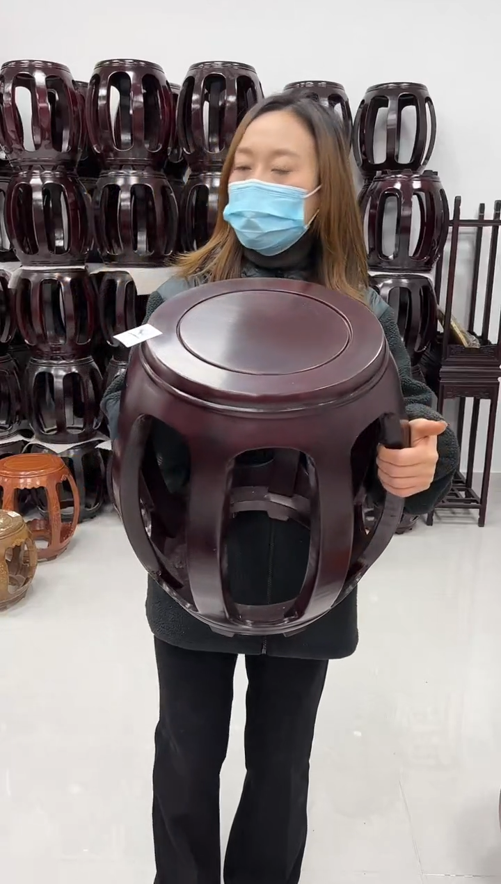 花梨木类家具微瑕非洲酸枝木大号鼓凳  不退不换 21号