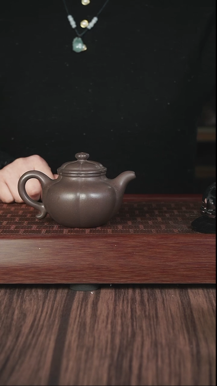 【闪购商品】紫砂茶壶筋纹 天青 六瓣莲子