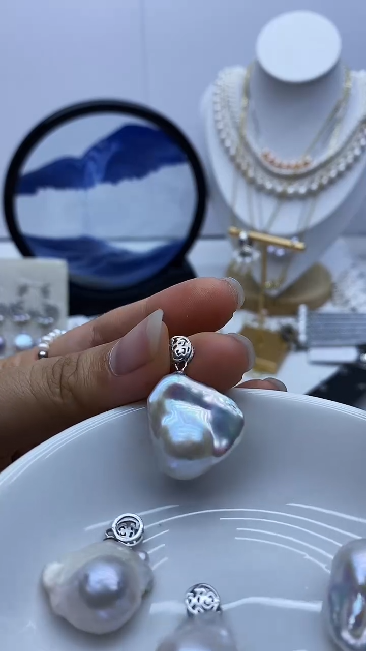 吊坠(不含链)银S925镶嵌淡水珍珠吊坠多样性发其一