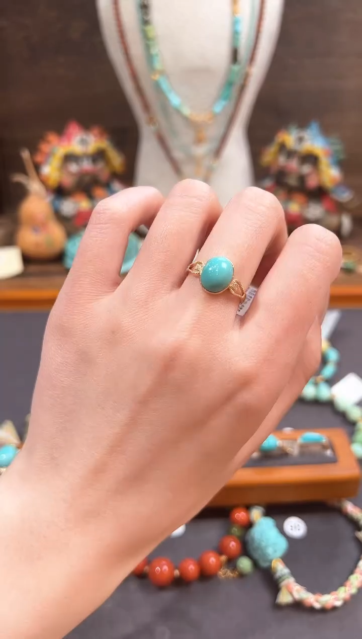 【闪购商品】绿松石18K金镶嵌戒指绿松石戒指