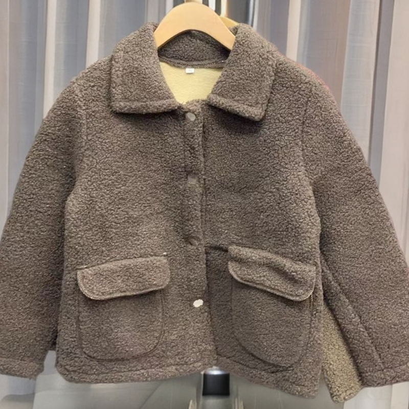 857-短款休闲翻领短外套秋冬时尚摇粒绒保暖