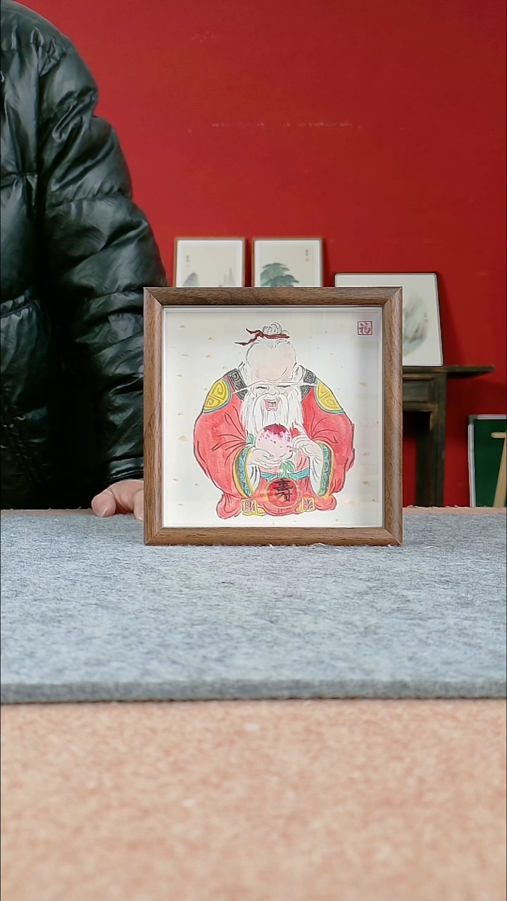 国画纯手写纯手绘-带框尺寸17*17