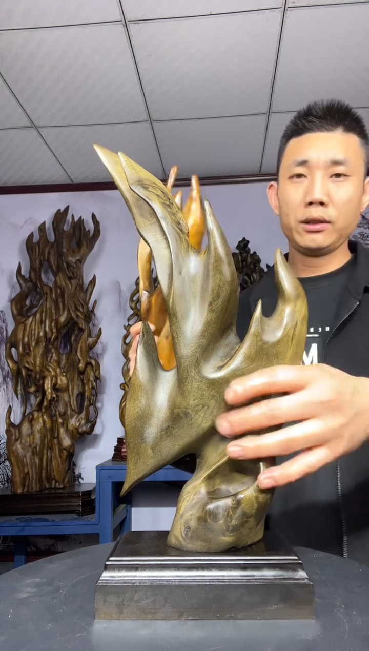 金丝楠木雕款清**我金丝楠木工艺品摆件