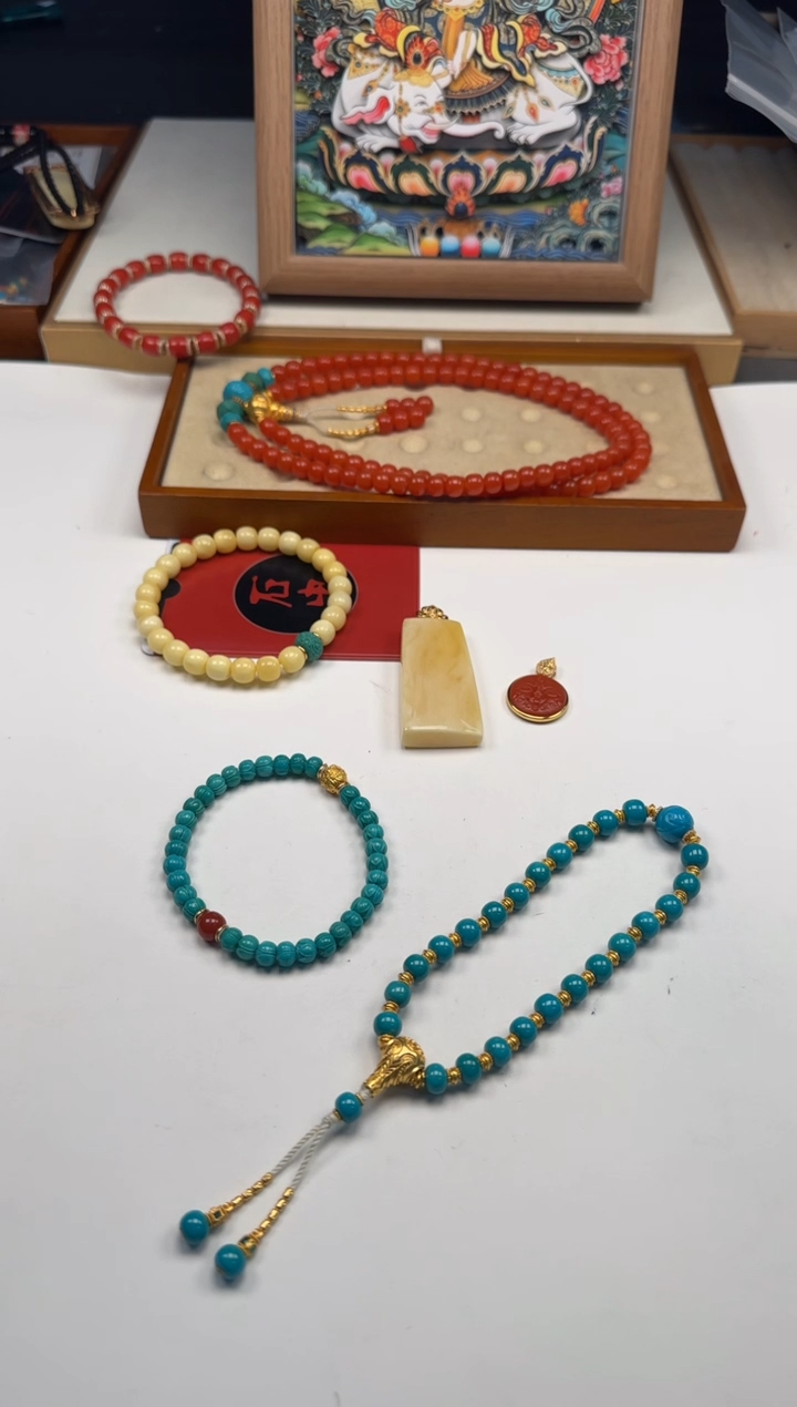 18K金镶嵌绿松石手串手串音****～手串手串