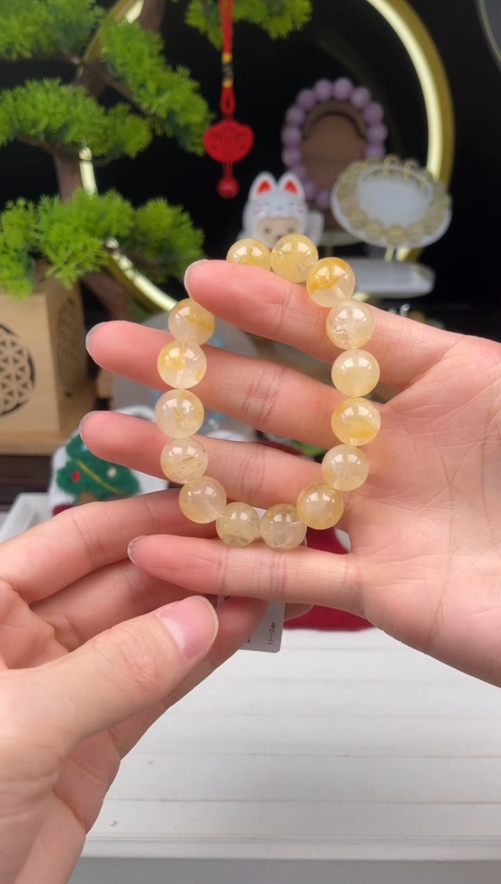 未镶嵌珠宝半成品水晶天然水晶黄胶花素圈001
