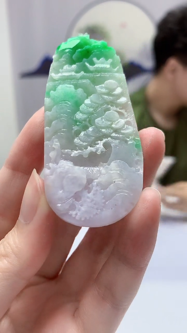 【闪购商品】定制翡翠未镶嵌4688zm-毛货挂件31山水