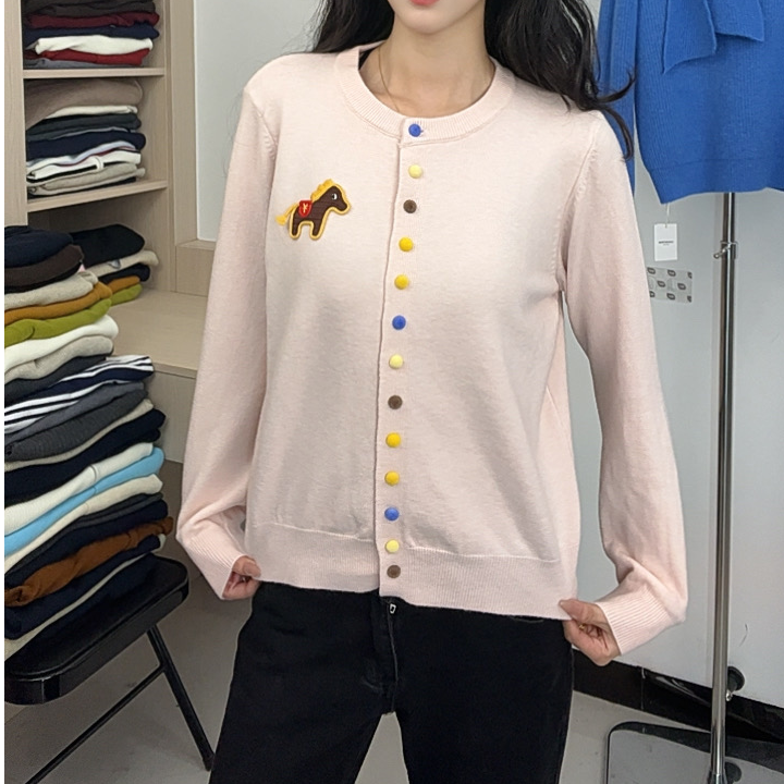 通勤风狗春季针织常规款毛针织衫宽松春秋女装开衫