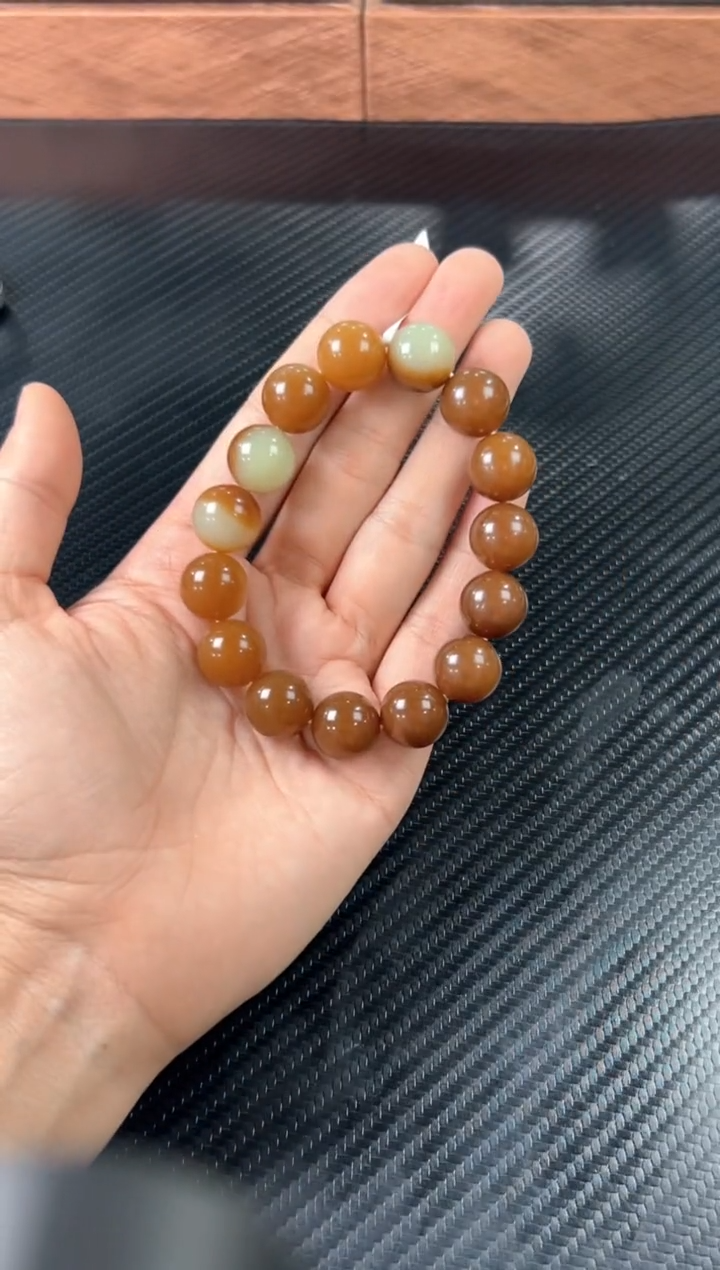 未镶嵌手串和田玉若羌微色差卡14m