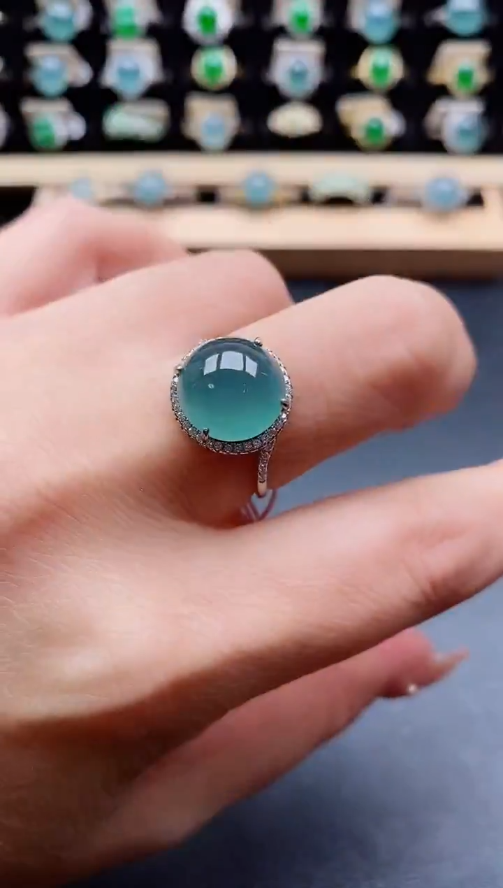 银S925镶嵌戒指翡翠1