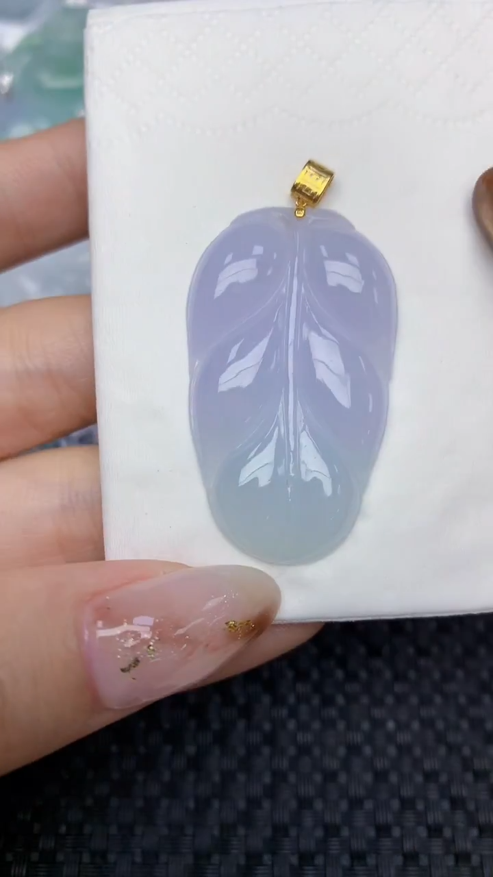 颈饰18K金镶嵌翡翠天然缅甸翡翠a货百元以上9元证书费自理