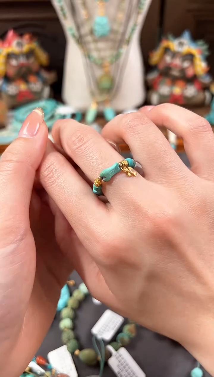 【闪购商品】绿松石戒指18K金镶嵌绿松石戒指