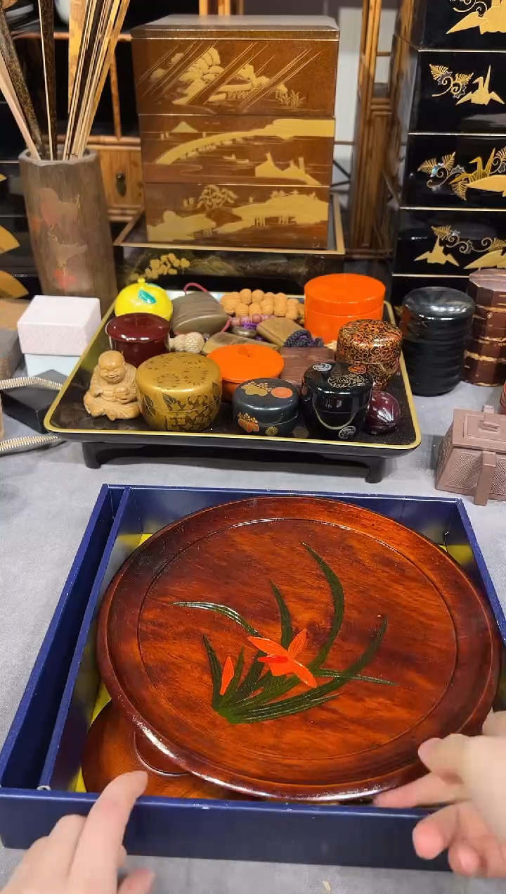 茶盘+五片杯垫 大漆漆器大漆漆器