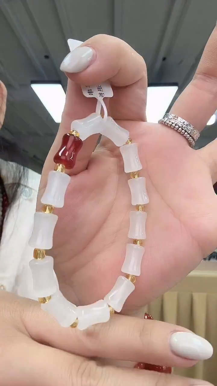 合金手链玛瑙/玉髓白竹节手串