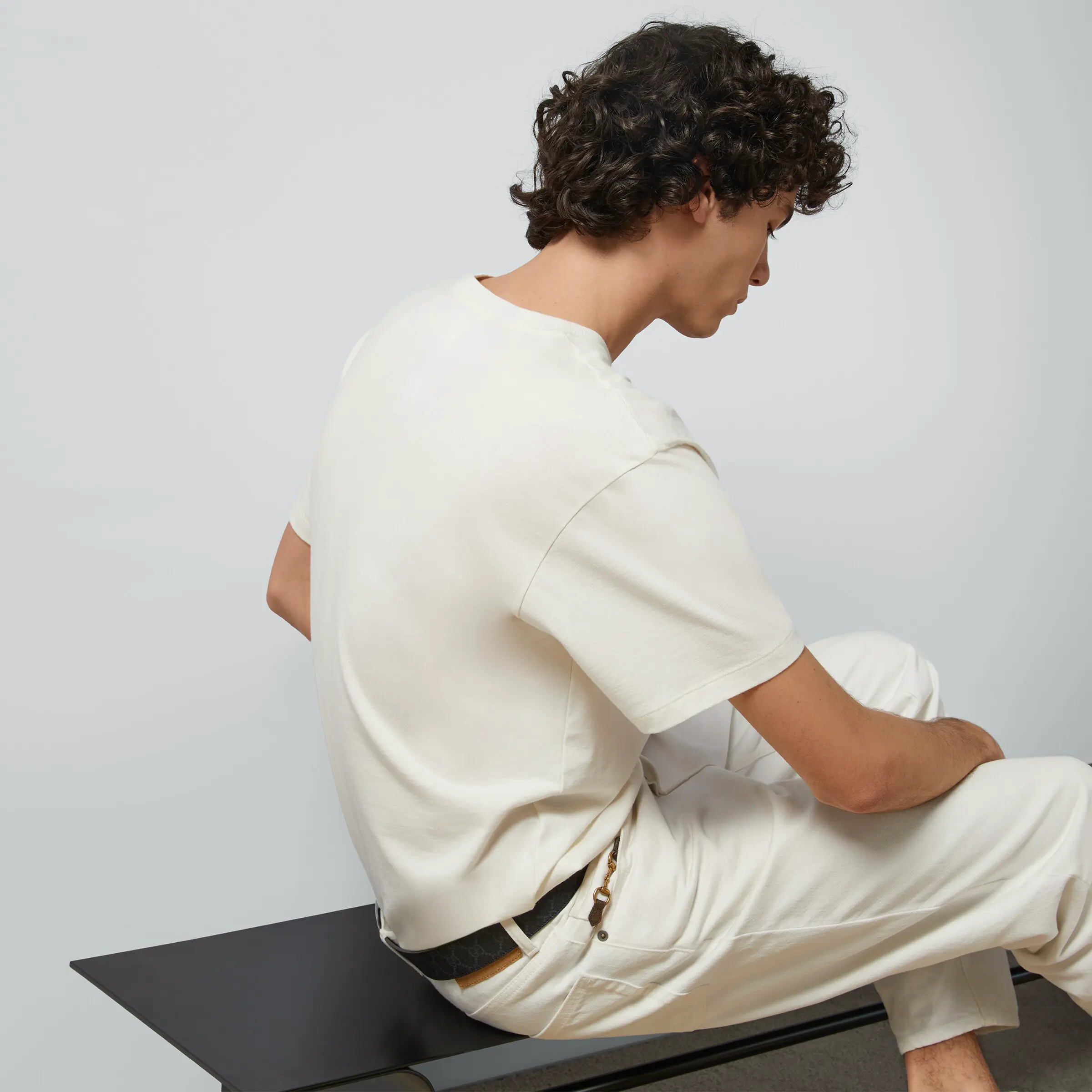 LIIS/字母印花休闲短袖T恤 男女款 黑白色纯棉简约 f1