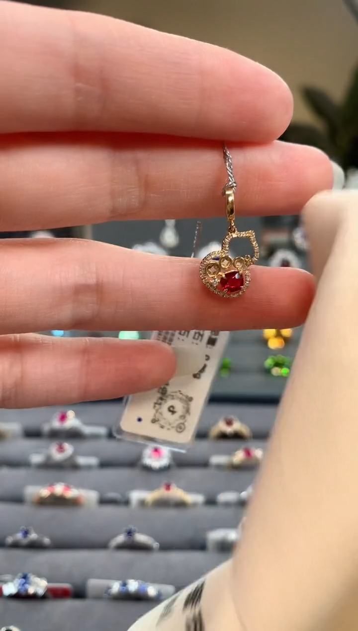 【闪购商品】尖晶石吊坠(不含链)18K金镶嵌尖晶石