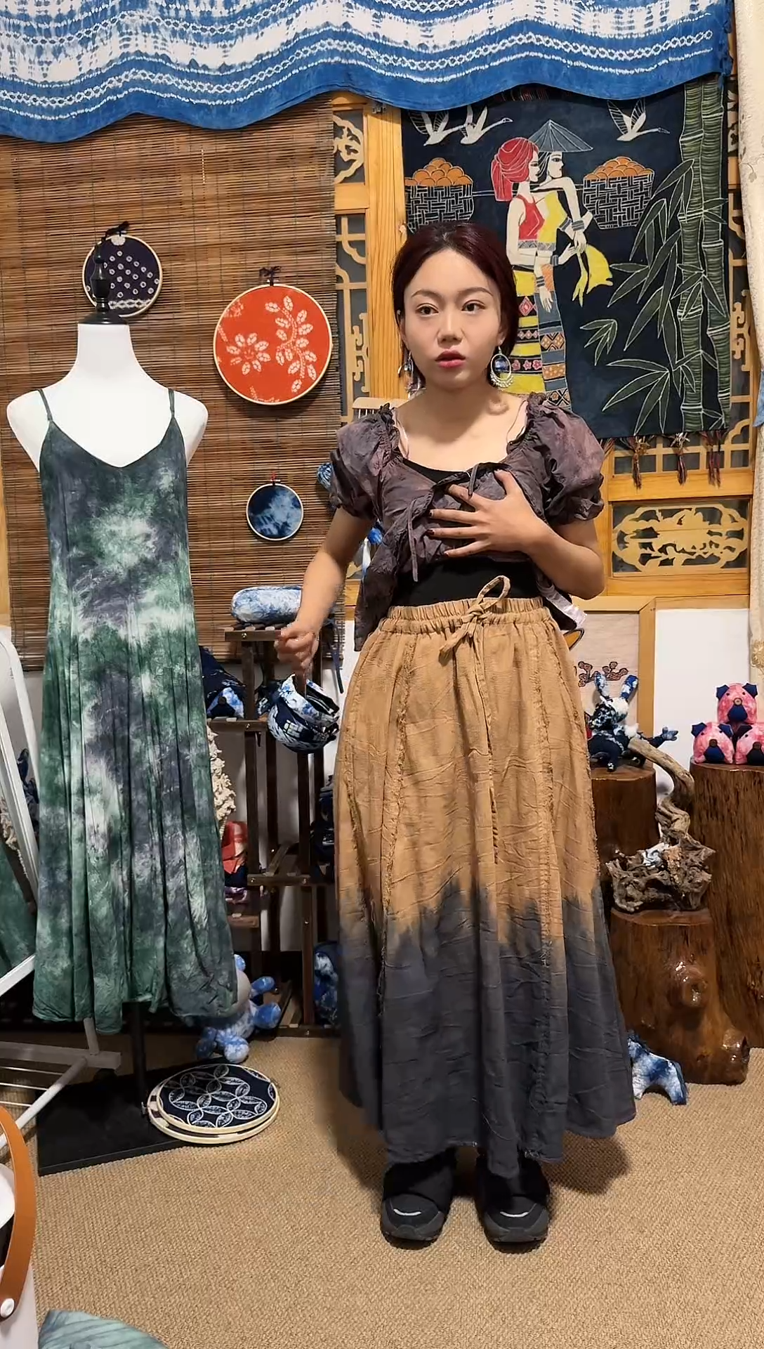 【闪购商品】植物染色扎染工艺半裙