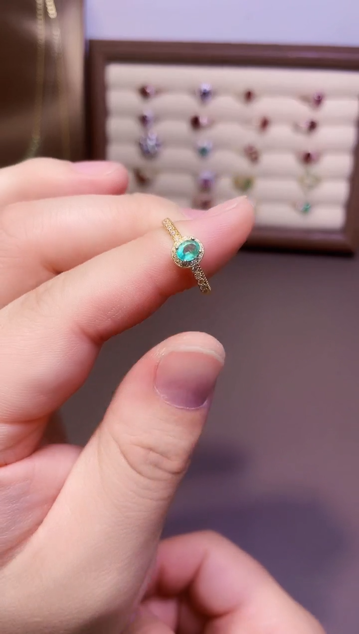 【闪购商品】祖母绿戒指银S925镶嵌一枚