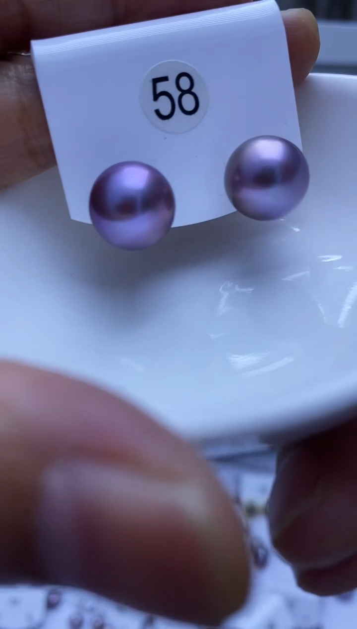 银S925镶嵌耳饰淡水珍珠58