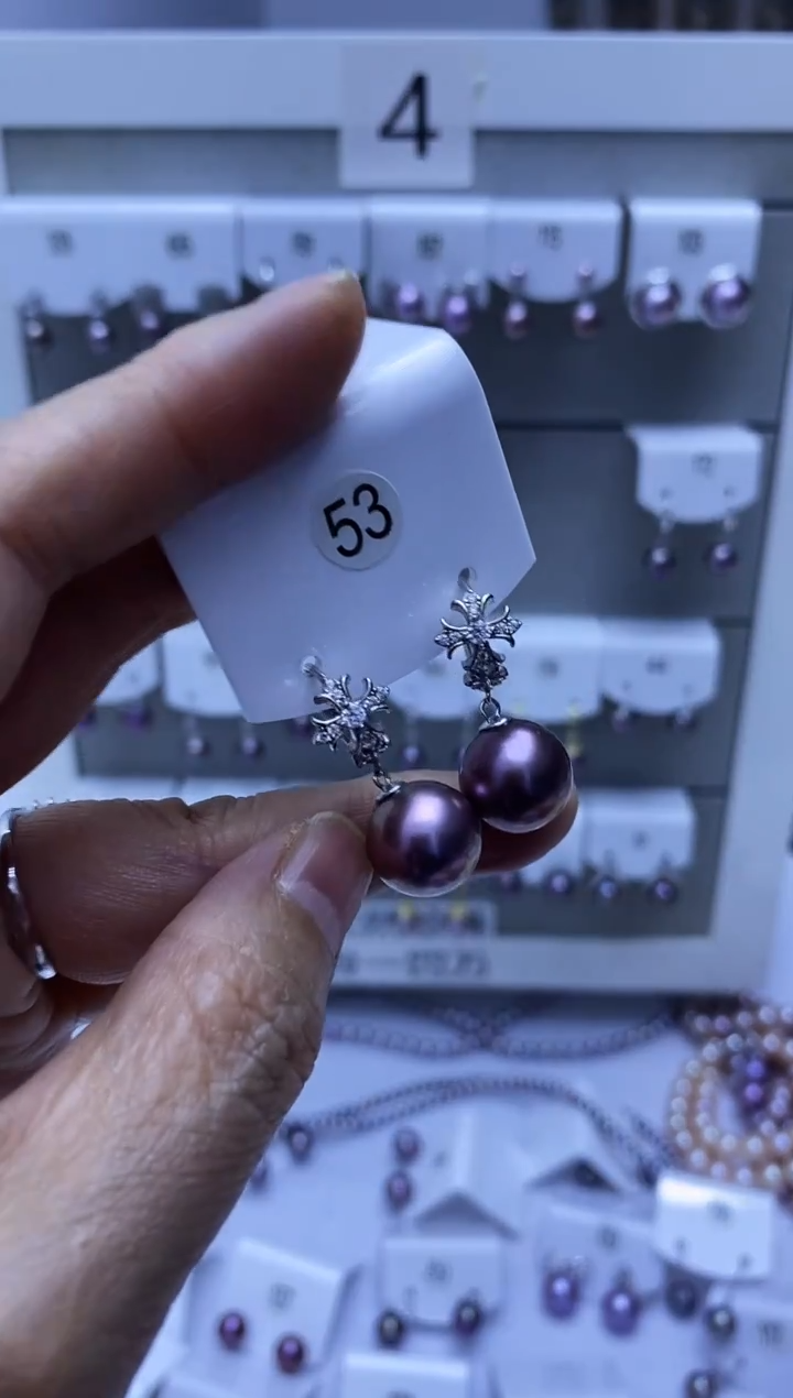 银S925镶嵌耳饰淡水珍珠53