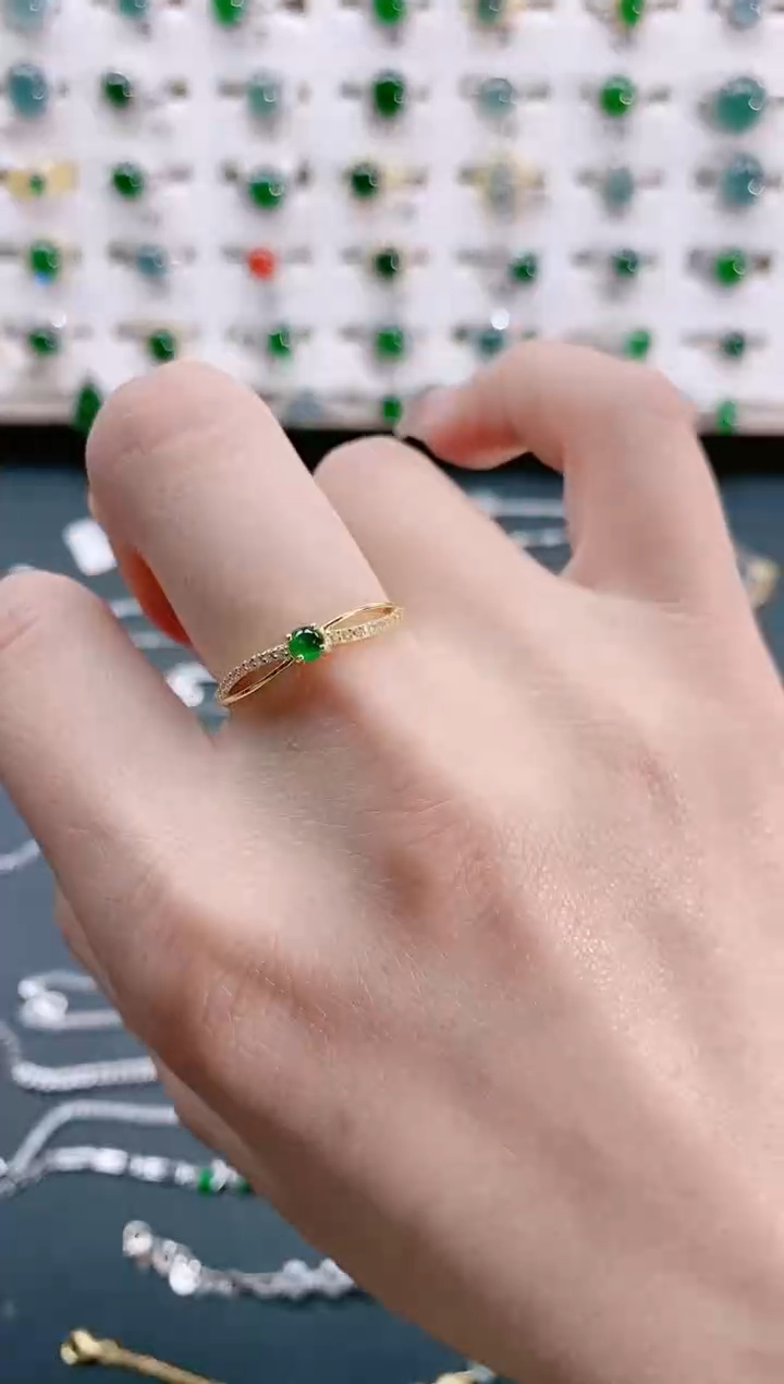 【闪购商品】翡翠戒指银S925镶嵌天然翡翠