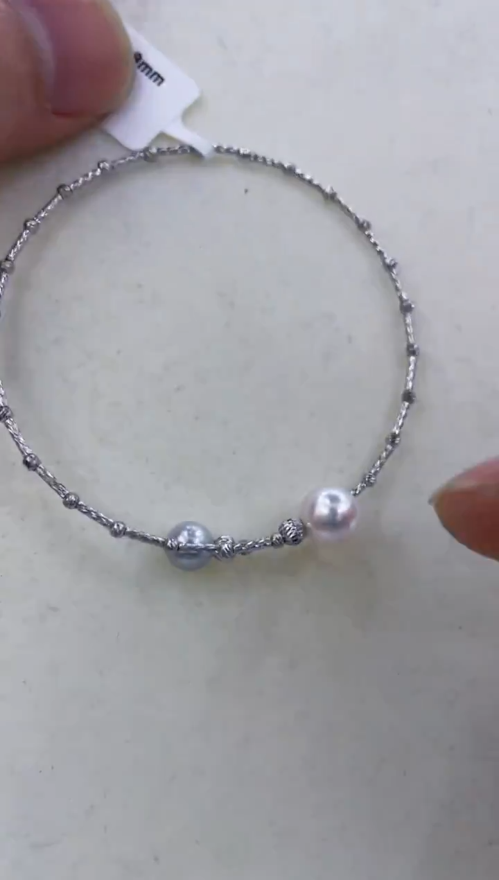 银S925镶嵌手镯海水珍珠  