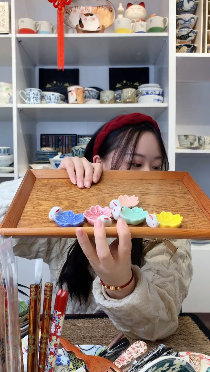 【闪购商品】耐热玻璃小兔子筷架