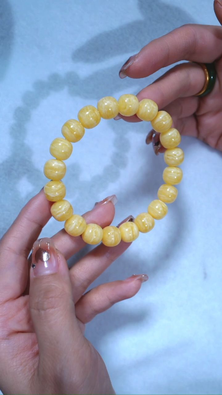 【闪购商品】蜜蜡手链未镶嵌同料11mm虎皮千层雪焦皮料