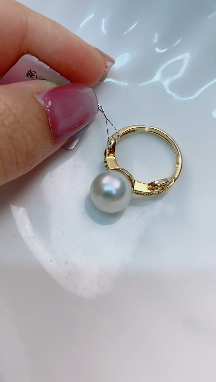 【闪购商品】海水珍珠戒指银S925镶嵌10-11澳白海水珍珠戒指