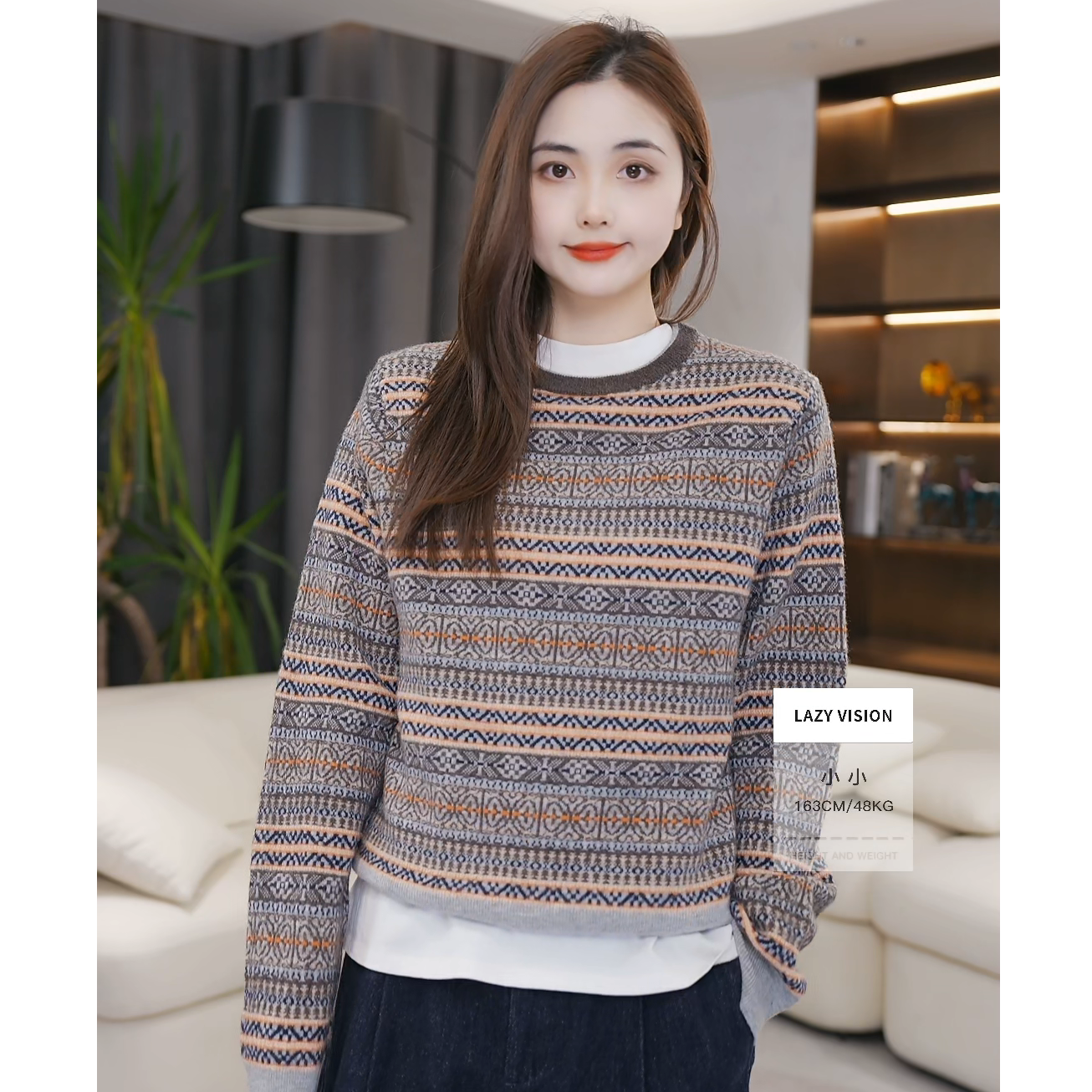 LAZYVISION费尔岛花纱羊毛女士毛衣ZMD-31221小小