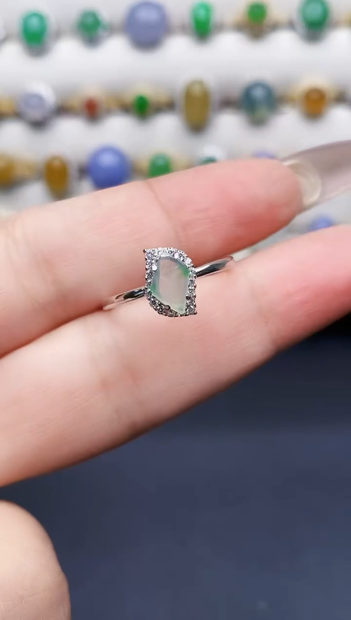 银S925镶嵌戒指翡翠0006