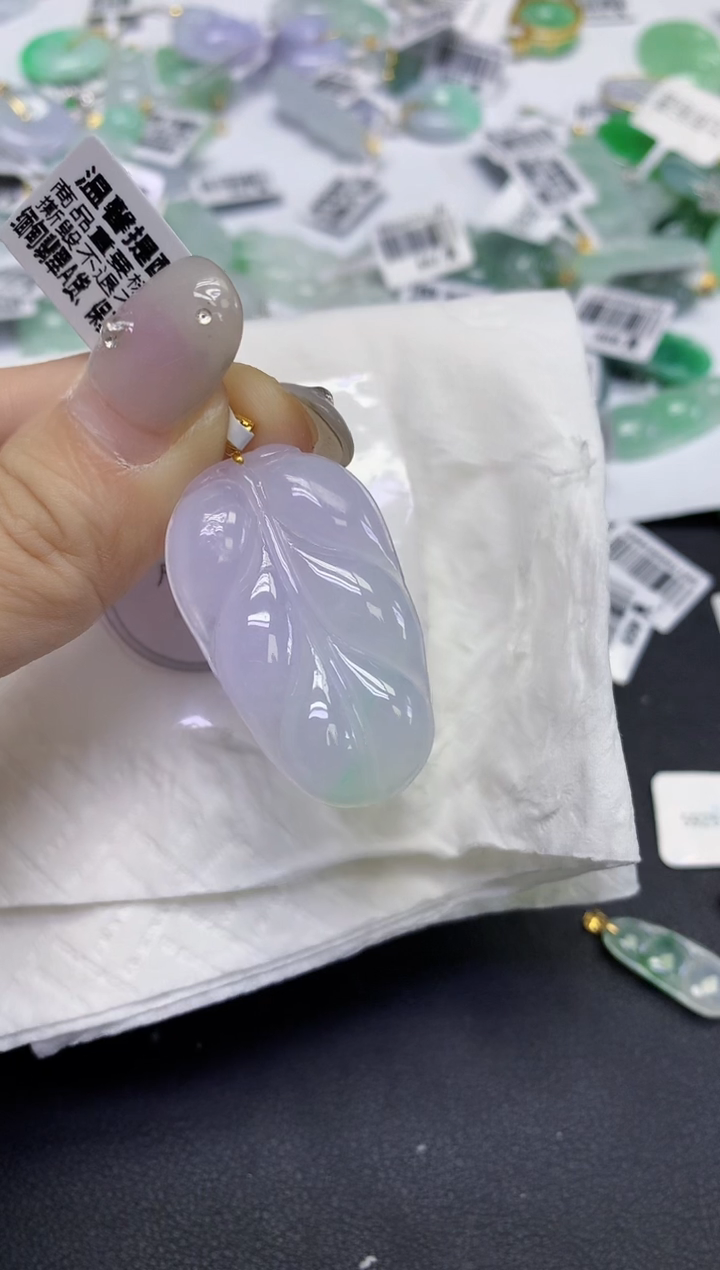 颈饰18K金镶嵌翡翠天然缅甸翡翠A货百元以上9元证书费自理