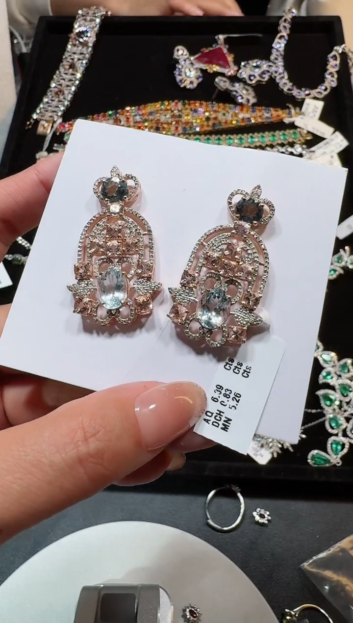 【闪购商品】定制海蓝宝石耳饰未镶嵌耳饰