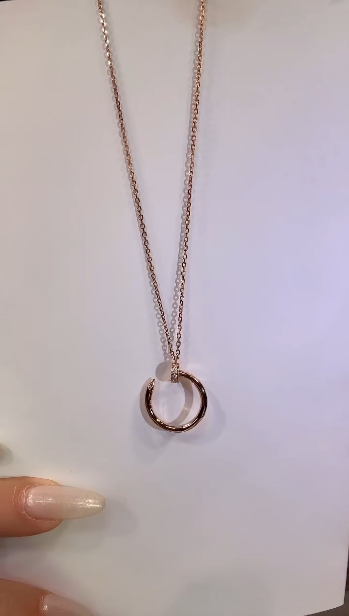 项链18K金镶嵌钻石头尾钉子CZ