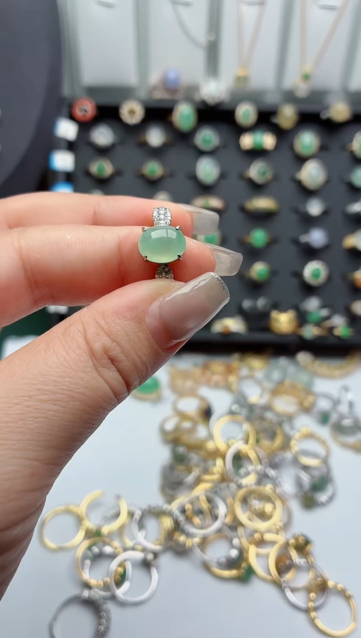 银S925镶嵌戒指翡翠.