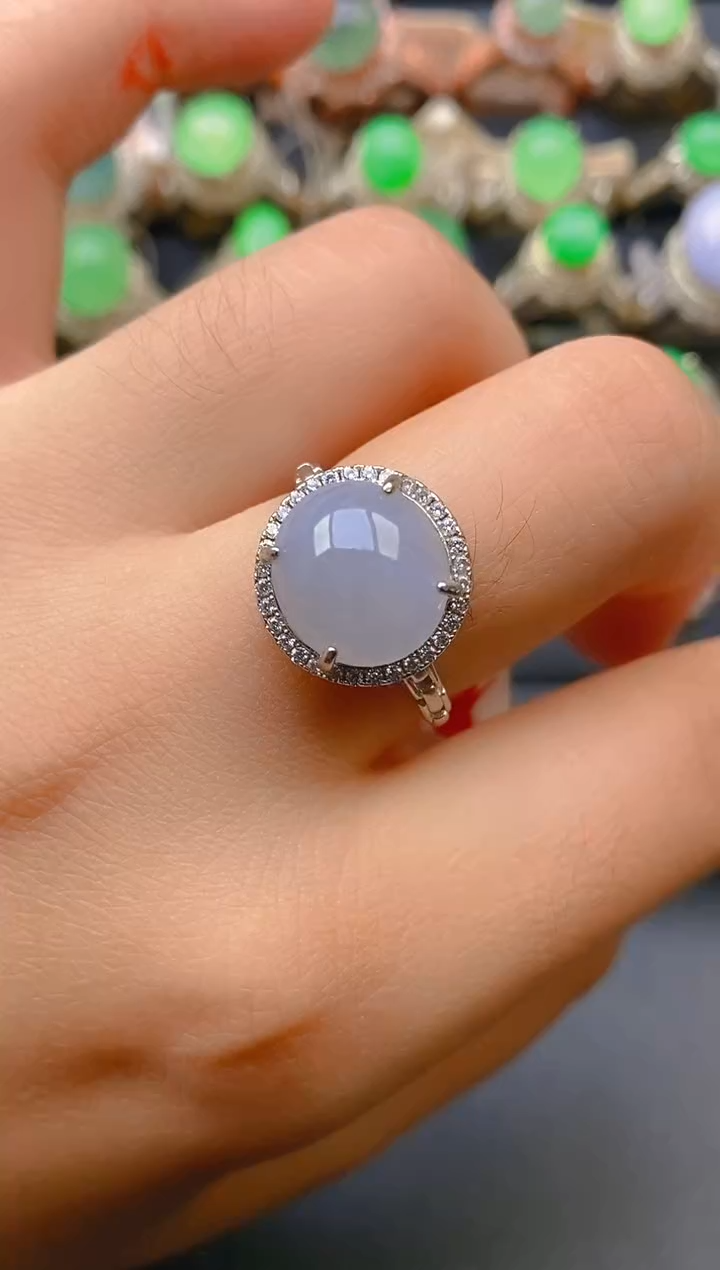 【闪购商品】翡翠戒指银S925镶嵌天然A货翡翠1