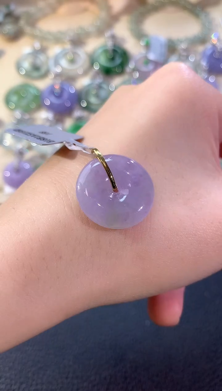 吊坠(不含链)18K金镶嵌翡翠冬日珠宝E27紫货有色差