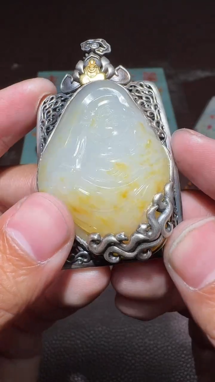 【闪购商品】和田玉挂件银S925镶嵌和田玉