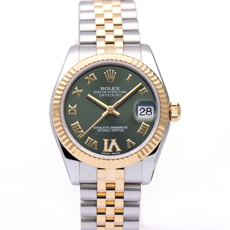 99新 Rolex/劳力士 女装日志型全套178273绿盘31mm自动机械女表