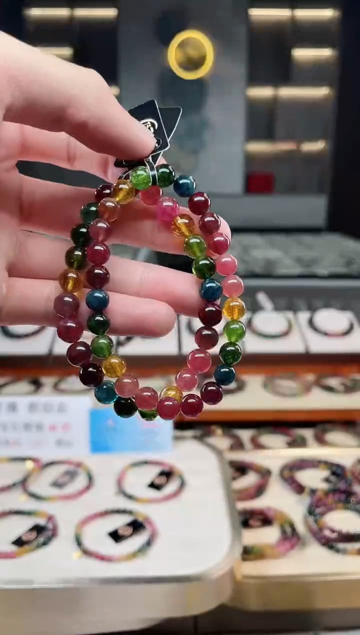 未镶嵌冰透体老矿碧玺单圈手串7mm+碧玺多样性发一条xion