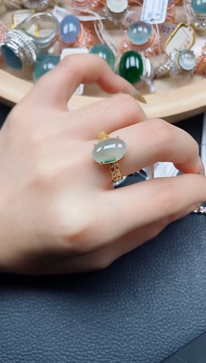 【闪购商品】翡翠戒指银S925镶嵌翡翠