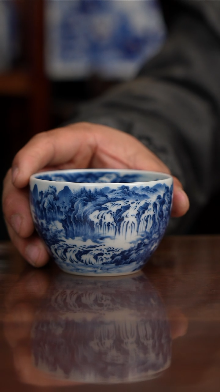 景琳藏青花北派山水多吉图