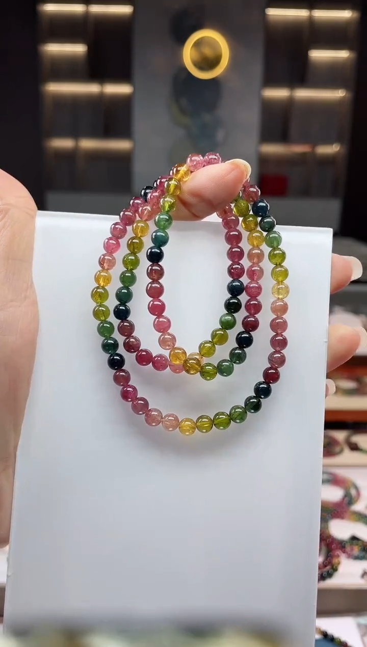 未镶嵌老矿碧玺三圈手串5mm+碧玺（多样性发一条）Q