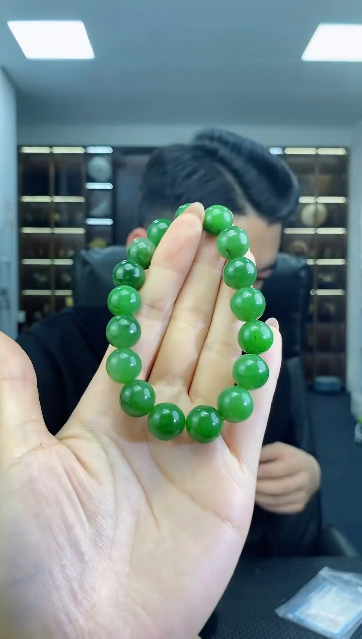 【闪购商品】和田玉手串未镶嵌圆珠卡12清货3