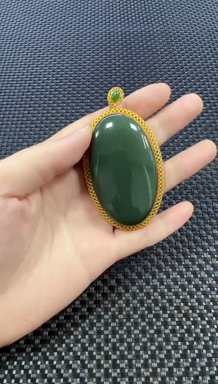 【闪购商品】和田玉吊坠18K金镶嵌蛋面（多样性发一件）
