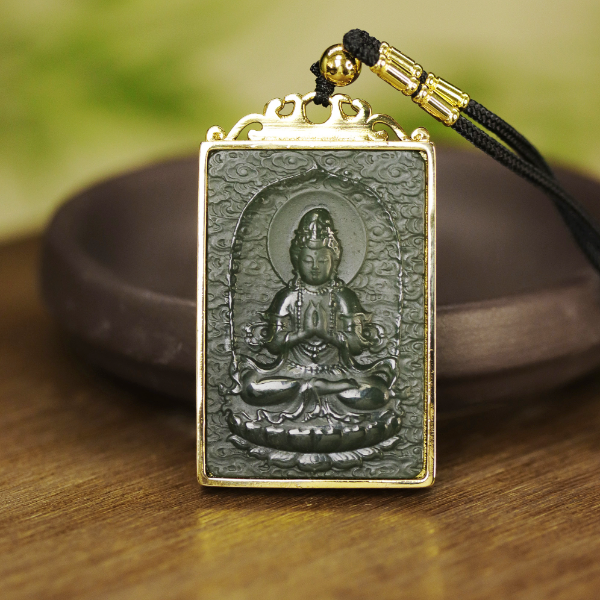 天然新疆和田玉观音菩萨吊坠雕刻佛像无事牌上等吊坠直播间Y838