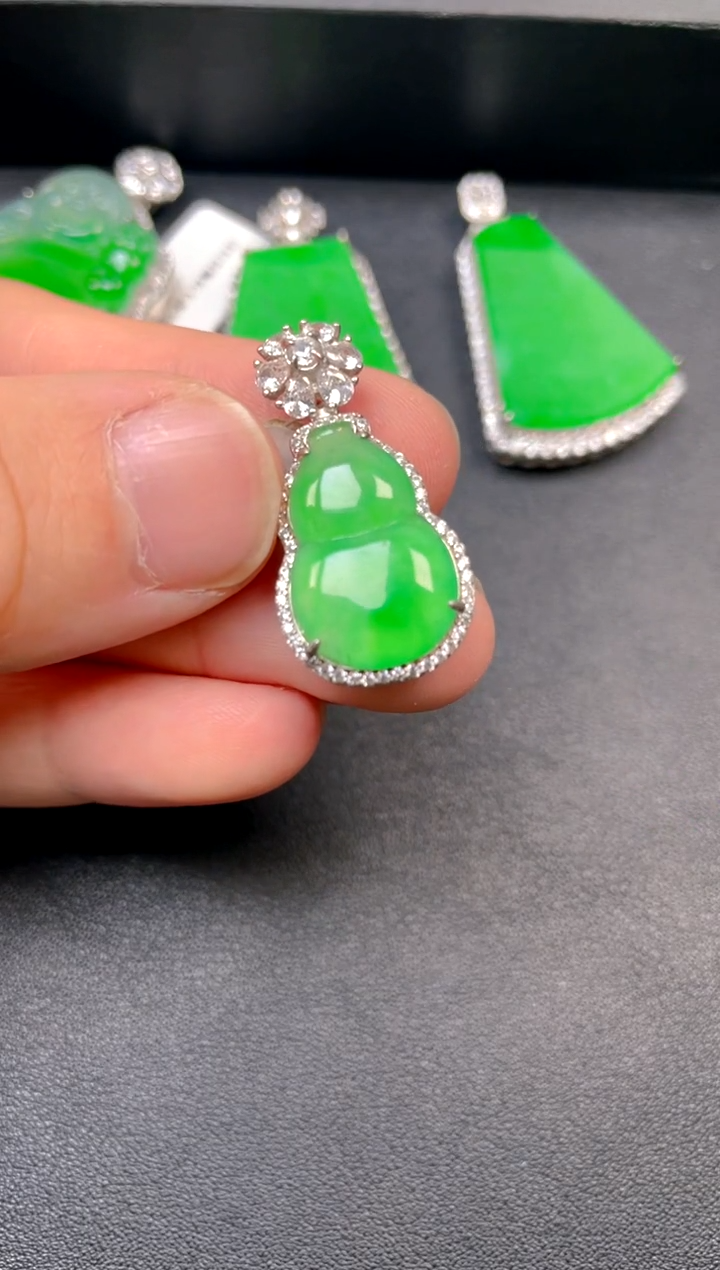 吊坠(不含链)银S925镶嵌翡翠吊坠